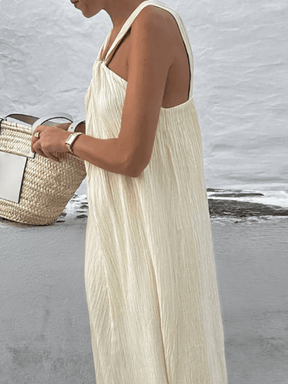 Vestido Longo em Viscose Texturizado com Alça Torcida Elegante – Renata