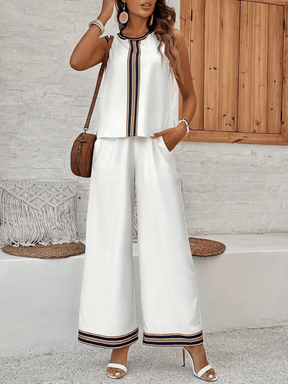 Conjunto com Blusa Regata Estampada e Calça Cós Alto com Bolsos - Melody