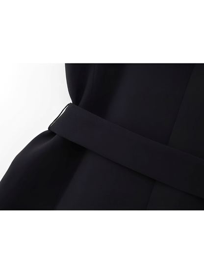 Conjunto Feminino em Alfaiataria com Colete Alongado e Acinturado por Faixa e Calça Reta de Cintura Alta - Sabine