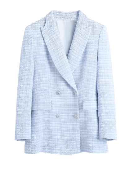 Blazer Feminino Tweed Texturizado com Fechamento Trespassado de Botões Duplos – Fiorella