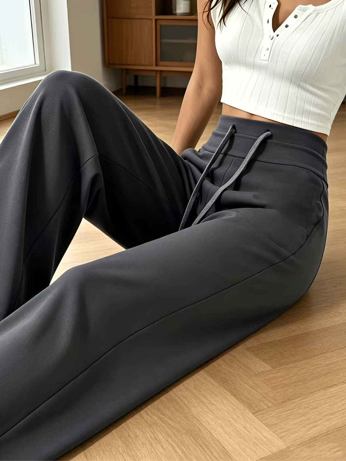 Calça Pantalona Reta Levanta Bumbum Cintura Alta Ajustável - Nataly