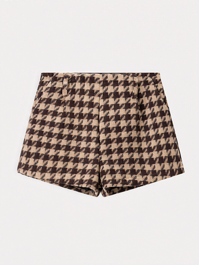 Conjunto em Alfaiataria Xadrez com Jaqueta Cropped e Short Evasê– Nathalia