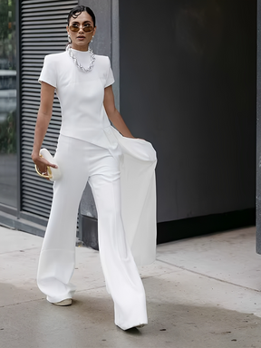 Conjunto em Alfaiataria com Blusa Cauda Longa e Calça Pantalona - Florence