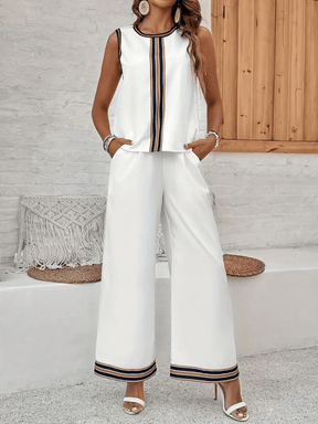 Conjunto com Blusa Regata Estampada e Calça Cós Alto com Bolsos - Melody