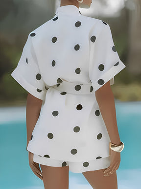 Conjunto em Poá com Camisa Kimono Cinto-Faixa e Short Cós Alto – Daphne
