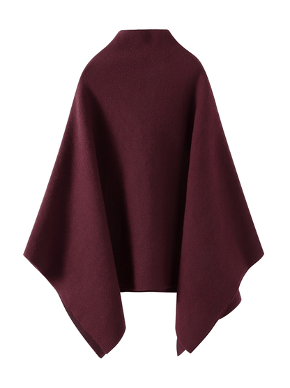 Casaco Feminino Estilo Capa Assimétrico Estruturado com Gola Alta e Modelagem Poncho - Lenir