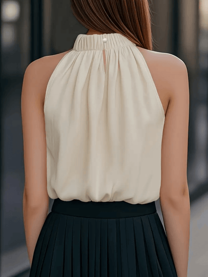 Blusa Feminina Regata Sem Mangas com Detalhe Franzido no Pescoço - Naomi