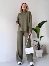 Conjunto de Tricô Canelado com Suéter Mullet e Calça Pantalona - Grace