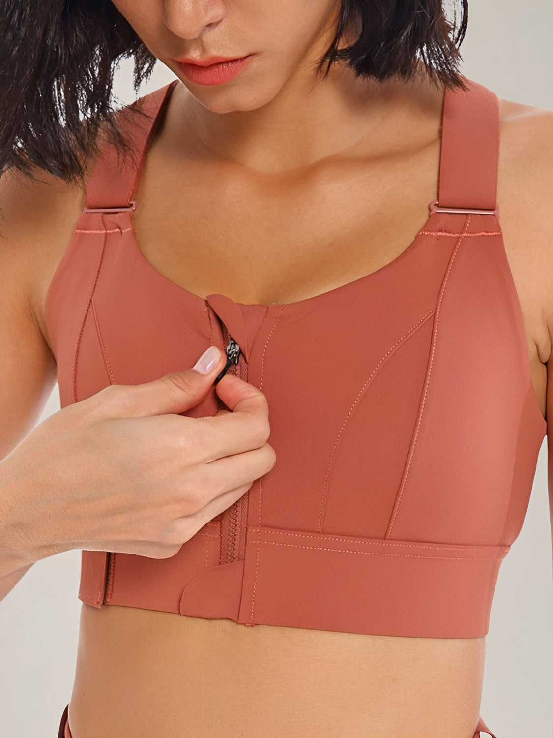 Sutiã Top Esportivo Anti-Impacto Alta Sustentação com Zíper Frontal – Carolina