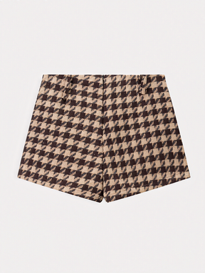 Conjunto em Alfaiataria Xadrez com Jaqueta Cropped e Short Evasê– Nathalia