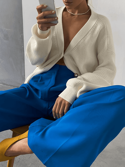 Calça Feminina Wide Leg em Alfaiataria com Cintura Alta e Bolsos – Madison