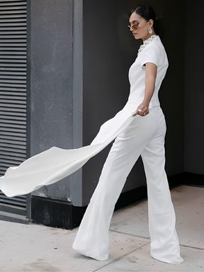 Conjunto em Alfaiataria com Blusa Cauda Longa e Calça Pantalona - Florence
