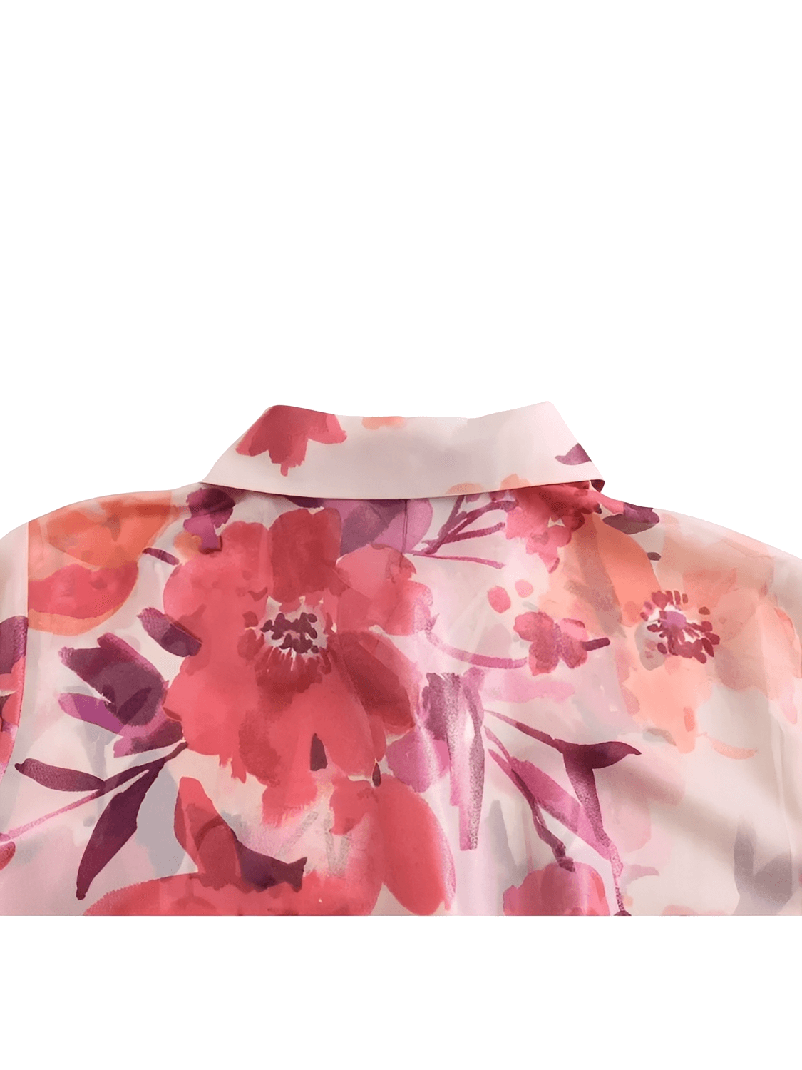 Conjunto Feminino Floral em Chiffon com Camisa Manga Longa e Saia Midi Plissada Cintura Alta  – Audrey