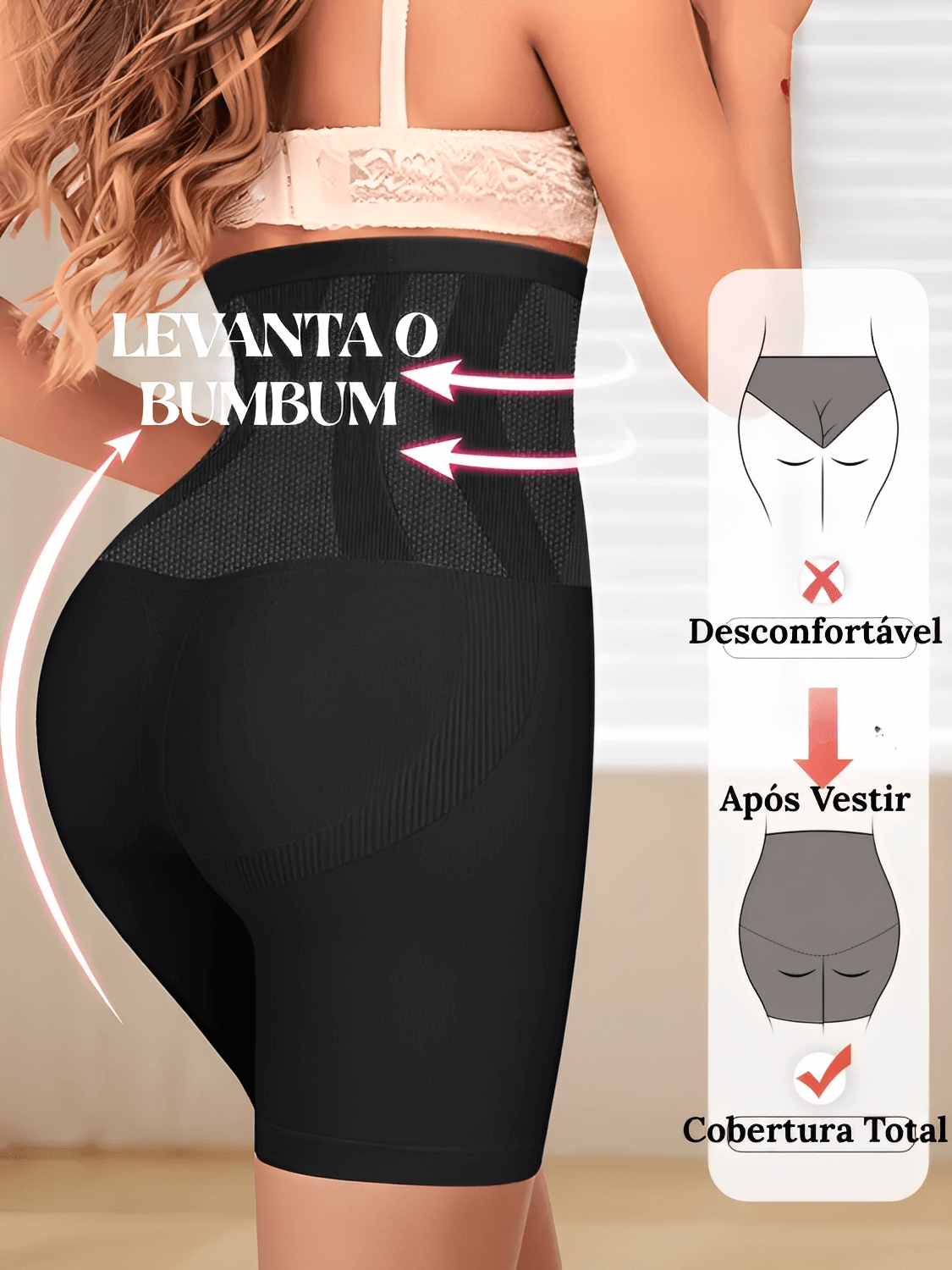 Short Modelador Feminino Cintura Alta Sem Costura com Alta Compressão e Efeito Levanta Bumbum – Mel