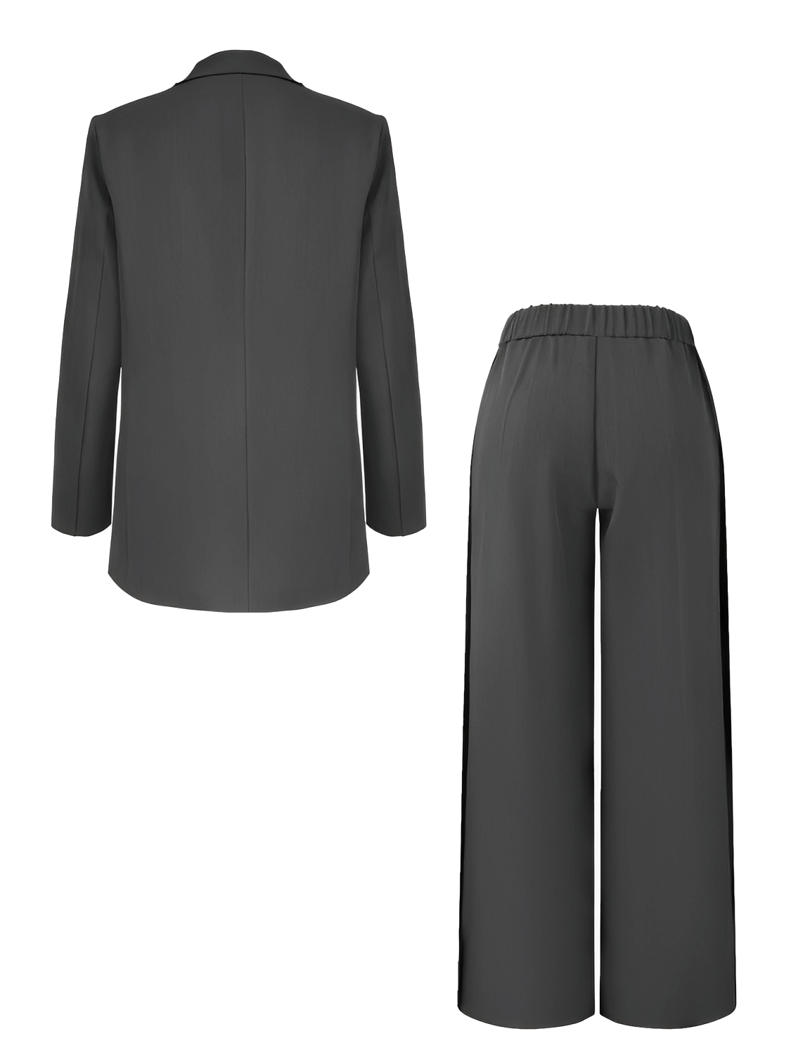 Conjunto Feminino em Alfaiataria com Blazer Oversized Trespassado Calça Pantalona  Cintura Elástica e Listra Lateral– Damares