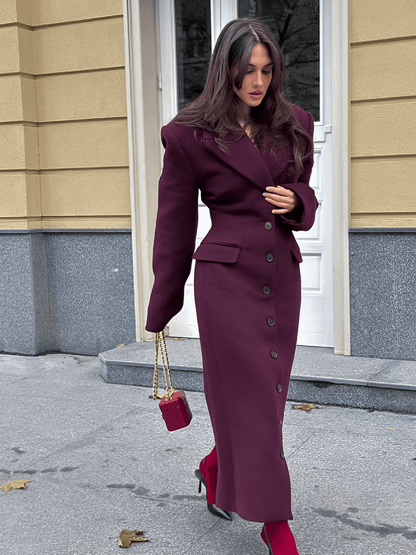 Sobretudo Feminino Longo em Lã Batida Acinturado com Lapela e Bolsos Decorativos – Mandy