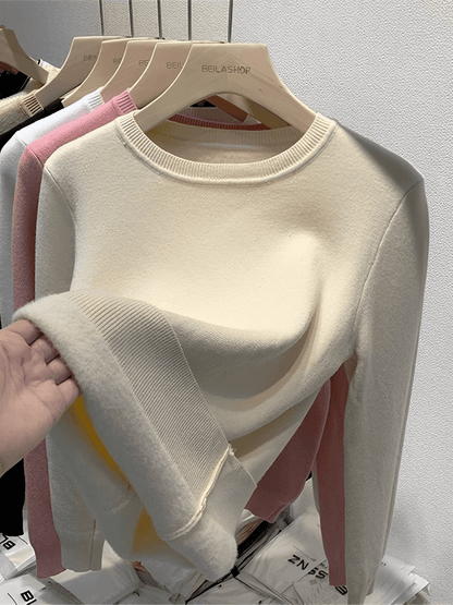 Suéter Feminino Peluciado em Tricô com Gola Redonda Térmico com Toque Aconchegante – Ceyda