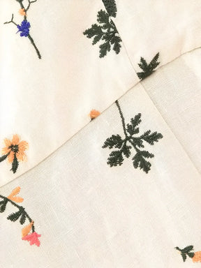 Vestido Midi de Linho com Estampa Floral e Amarração nas Costas - Malu