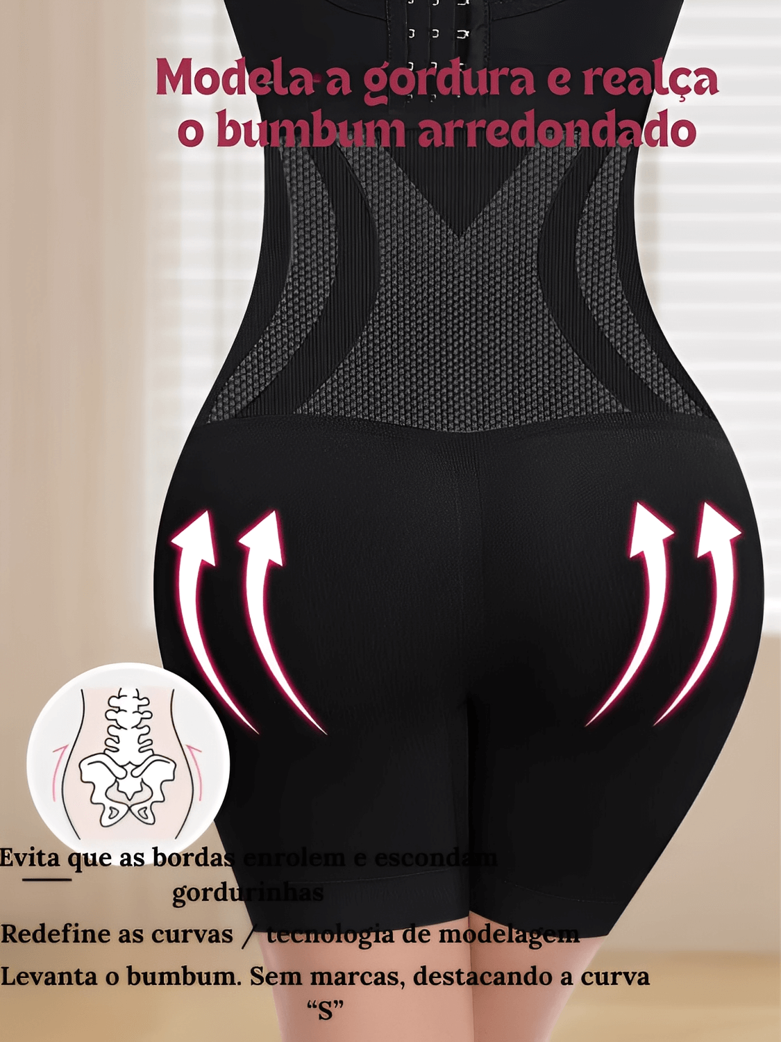 Short Modelador Levanta Bumbum Sem Costura com Alta Compressão  – Mel