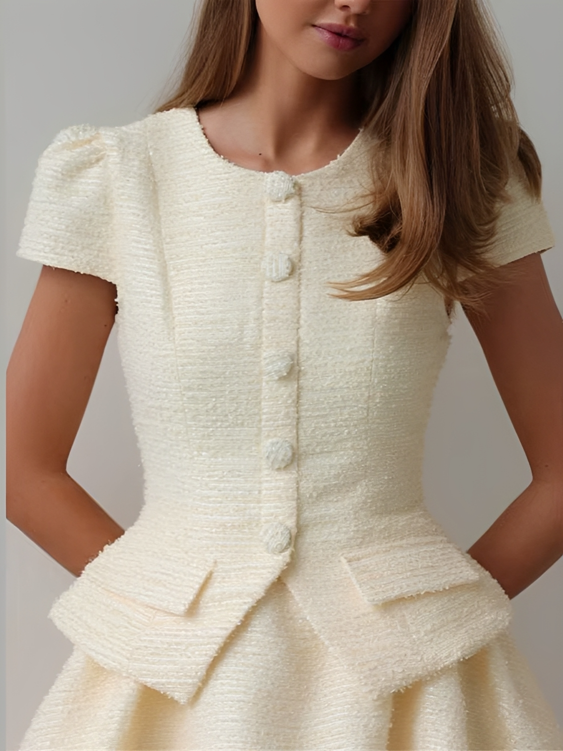 Conjunto em Tweed Blusa Manga Bufante Estruturada e Saia Balonê –  Nari