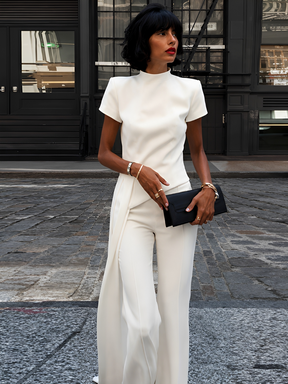 Conjunto em Alfaiataria com Blusa Cauda Longa e Calça Pantalona - Florence