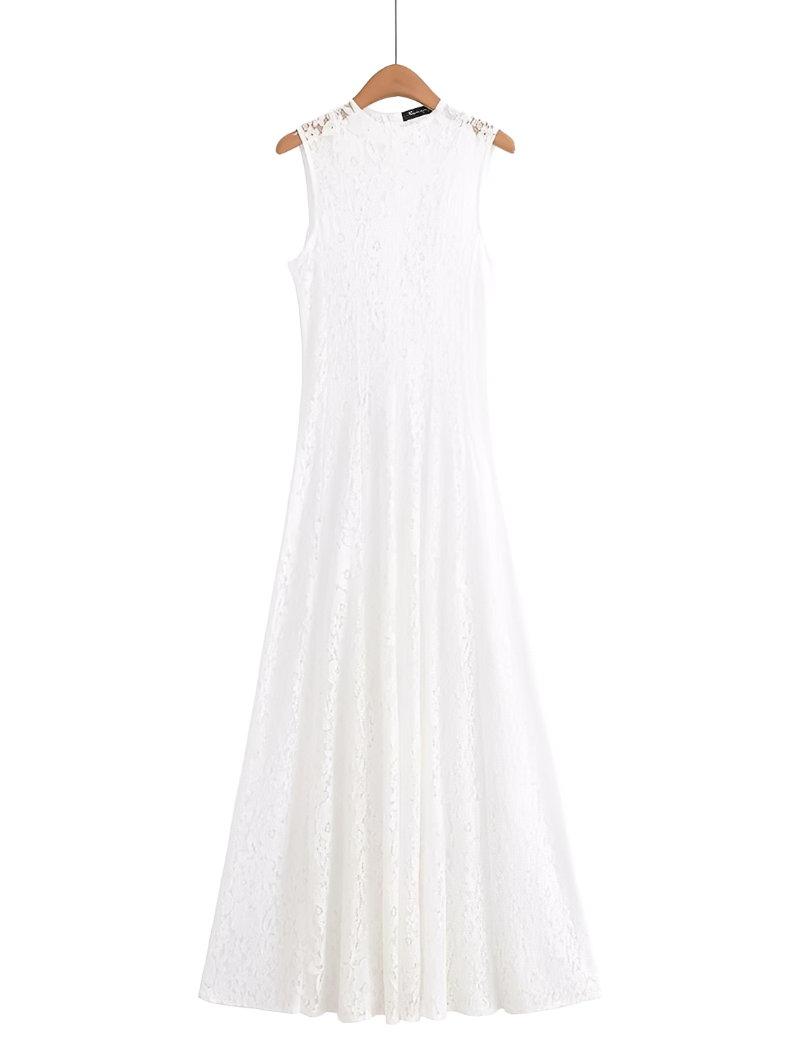 Vestido Feminino Midi em Renda Texturizada com Flores Acinturado e Acabamento Delicado  – Carlota