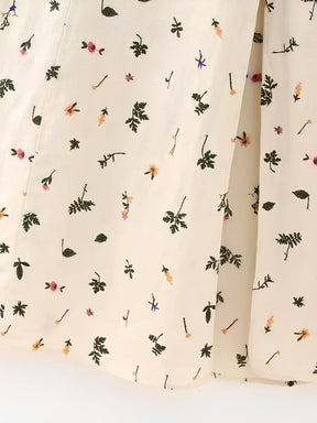 Vestido Midi de Linho com Estampa Floral e Amarração nas Costas - Malu