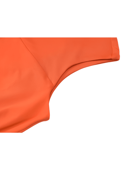 Vestido Feminino Longo com Recorte em Gota no Colo Decote U nas Costas e Flor Aplicada em Drapeado Lateral – Clementine