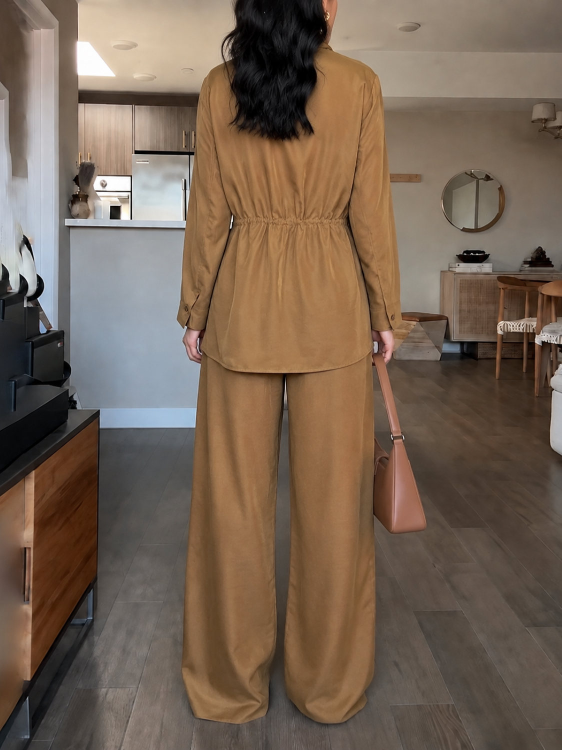 Conjunto com Blusa Envelope Assimétrica e Calça Pantalona Elegante - Ohana