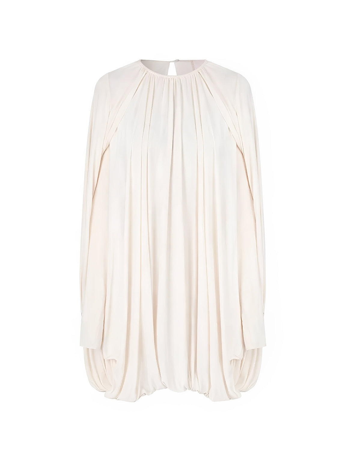 Vestido Curto Plissado Modelagem Balonê Manga Longa e Design Capa – Francis [FRETE FULL]