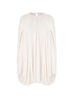Vestido Curto Plissado Modelagem Balonê Manga Longa e Design Capa – Francis [FRETE FULL]
