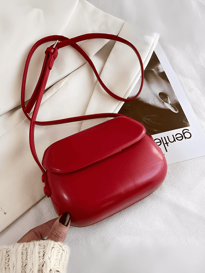 Bolsa Feminina em Couro PU com Design Arredondado Fecho Magnético e Alça Regulável – Odete