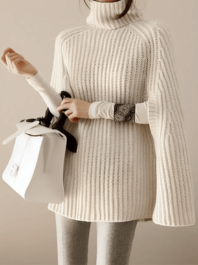 Suéter Estilo Capa em Tricô com Gola Alta – Carmelita [FRETE FULL]