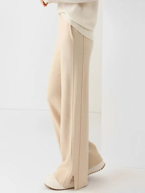 Calça Pantalona Feminina de Lã com Bolsos e Abertura na Barra – Vivian [FRETE FULL]