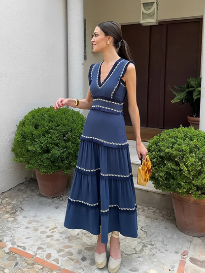 Vestido Feminino Boho Midi com Babados e Decote em V - Amara [FRETE FULL]