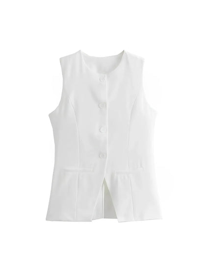 Conjunto Feminino Alfaiataria Blusa com Abotoamento Frontal e Shorts Cintura Alta - Ava