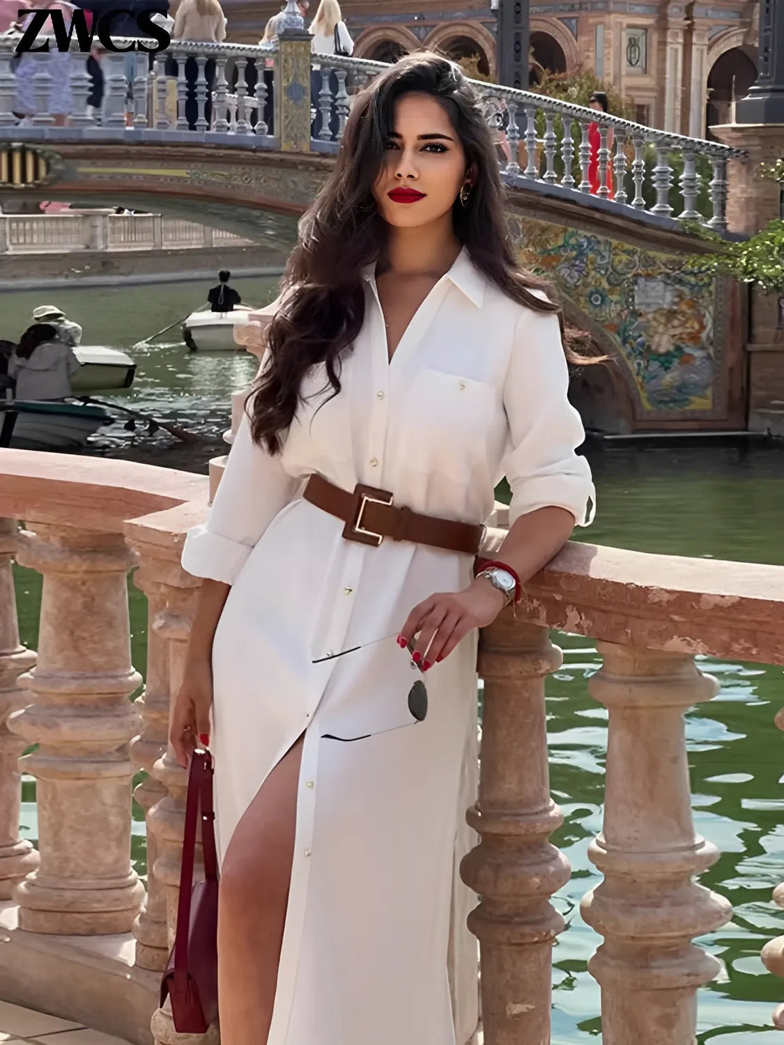 Vestido Chemise com Decote em V e Abertura Frontal em Botões – Alexandra [FRETE FULL]