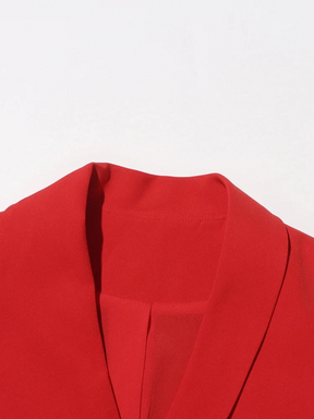 Vestido Midi Vermelho Acinturado com Decote em V Sem Mangas – Elysia