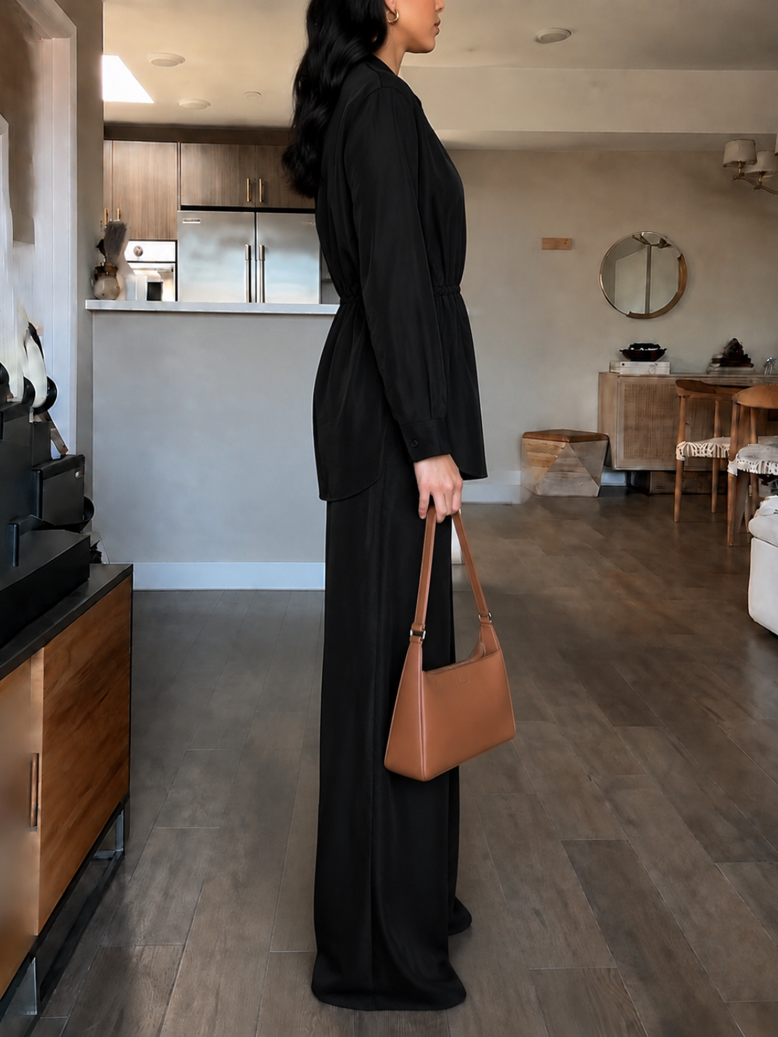 Conjunto com Blusa Envelope Assimétrica e Calça Pantalona Elegante - Ohana