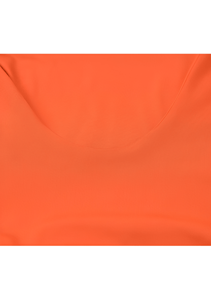 Vestido Feminino Longo com Recorte em Gota no Colo Decote U nas Costas e Flor Aplicada em Drapeado Lateral – Clementine