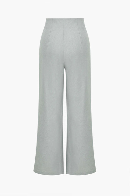 Conjunto Feminino de Alfaiataria com Colete Acinturado de Botões Maxi e Calça Reta com Fenda - Brenda [FRETE FULL]