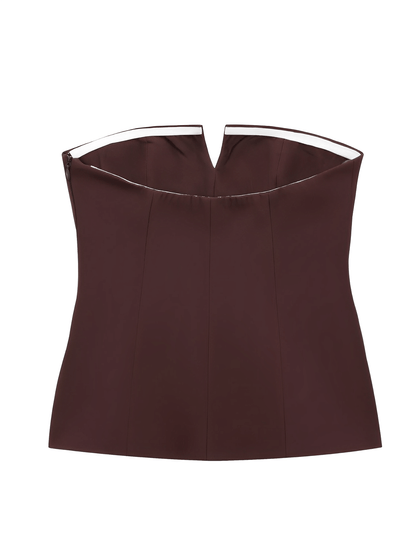 Blusa Feminina Tomara que Caia Estruturada com Recorte Frontal em V e Bolsos Decorativos - Rita