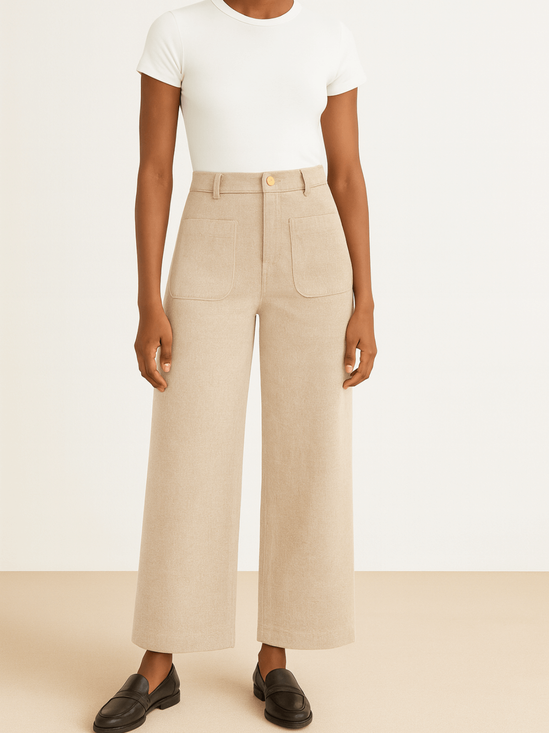 Calça Feminina Vintage em Veludo Cotelê com Bolsos Frontais Cintura Alta e Modelagem Wide Leg - Antonia