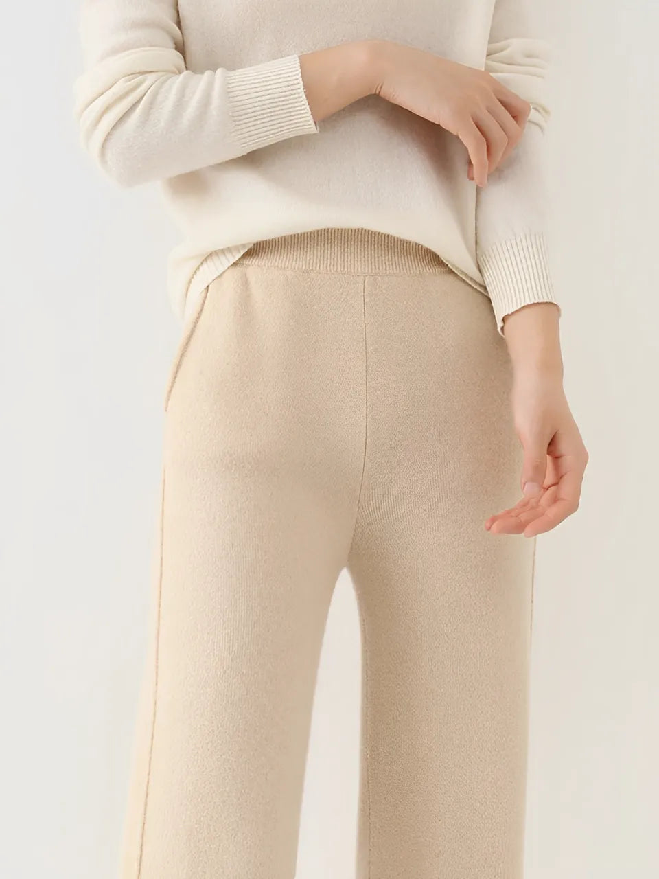 Calça Pantalona Feminina de Lã com Bolsos e Abertura na Barra – Vivian [FRETE FULL]