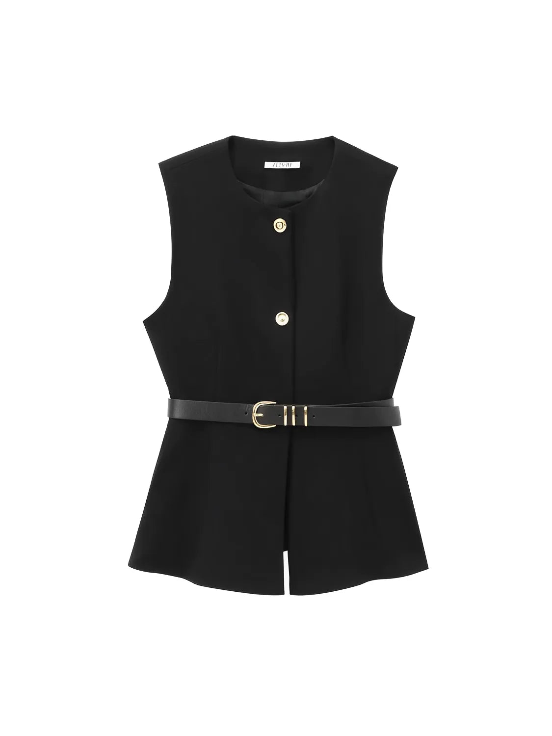 Blusa Feminina Regata Peplum com Botões e Cinto Ajustável - Cora