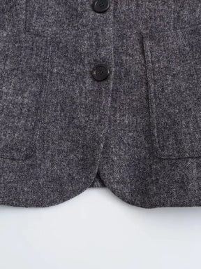 Conjunto de Blazer com Colarinho e Saia Midi em Lã Batida - Anastacia