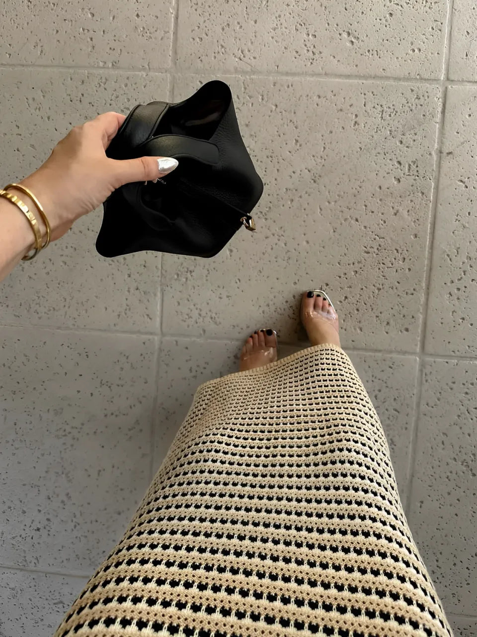 Vestido Feminino Longo Listrado em Viscose Sem Mangas com Decote Redondo - Pâmela [FRETE FULL]