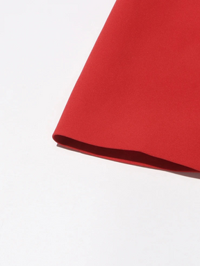 Vestido Midi Vermelho Acinturado com Decote em V Sem Mangas – Elysia