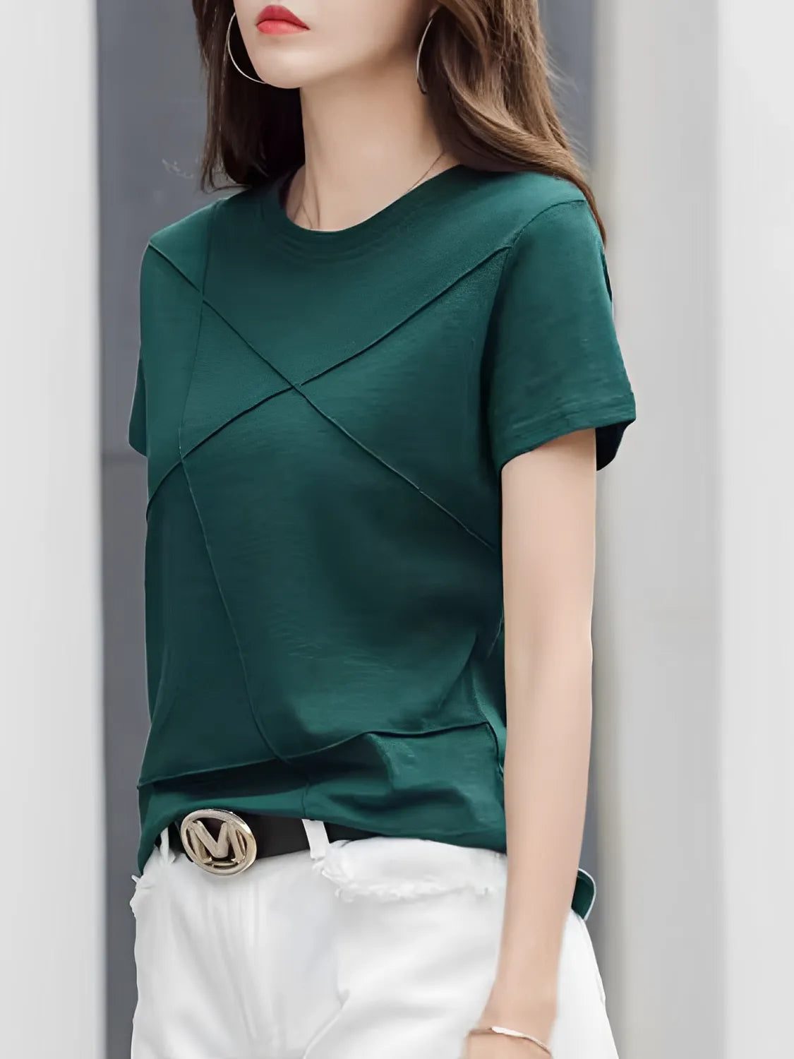 Blusa Básica com Relevo em Algodão e Decote Redondo – Lina