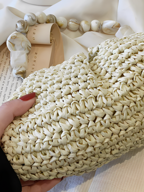 Bolsa Feminina Clutch em Palha com Alça de Pedrarias - Laila [FRETE FULL]